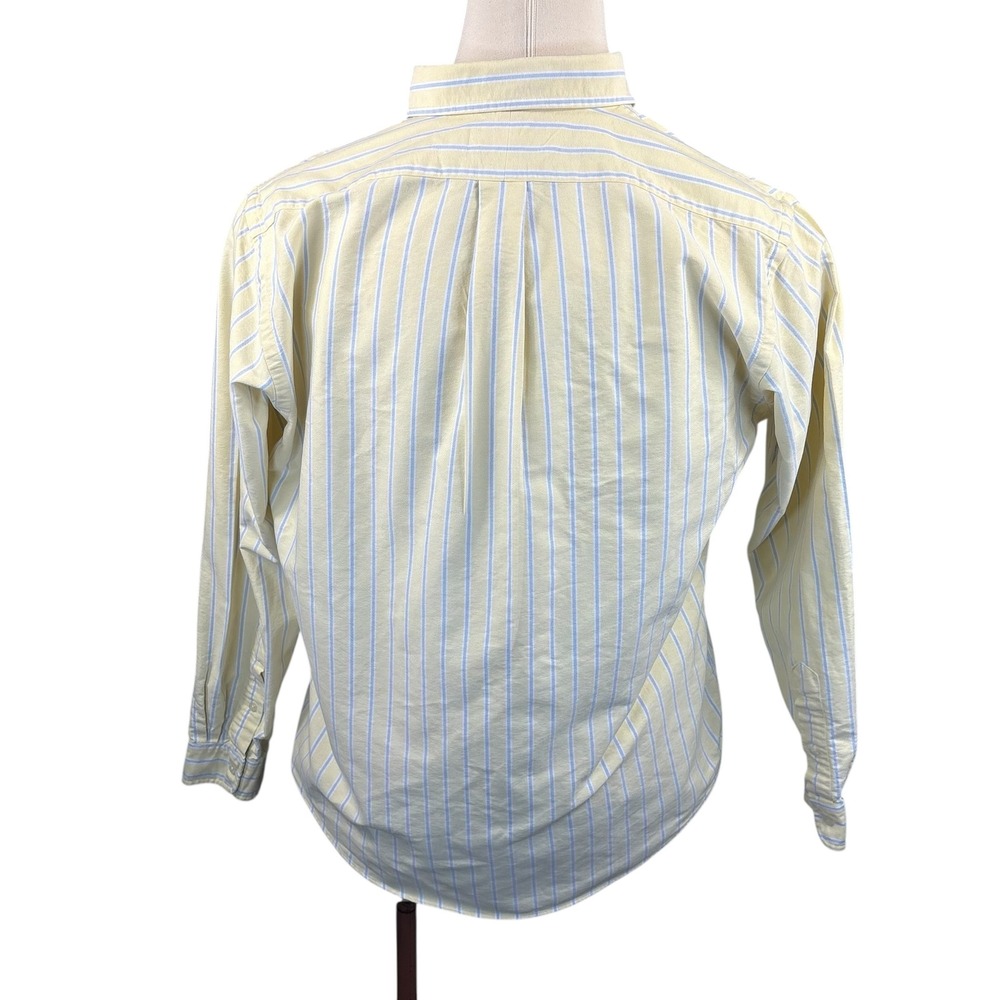 Ralph Lauren Mens Custom Fit Oxford Yellow Blue Stripe Flesh Pony XL Long Sleeve - Picture 4 of 6